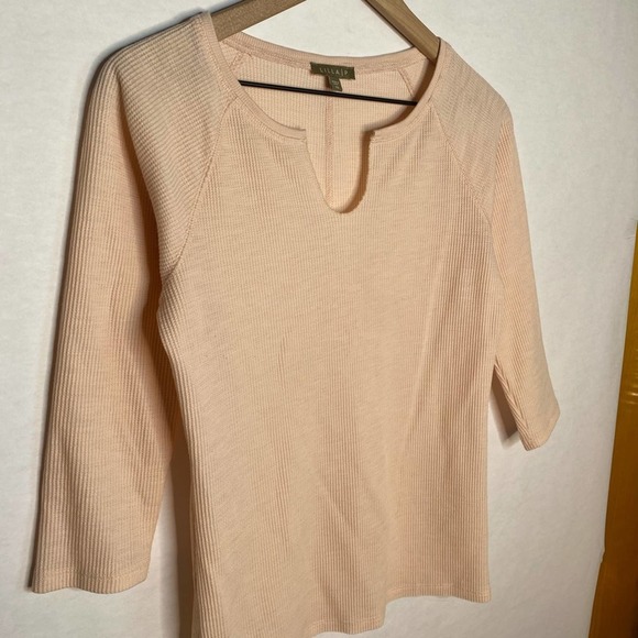 Lilla P Quarter Sleeve V-Neck Casual Thermal Top Pastel‎ Pink Extra Small - Picture 6 of 9